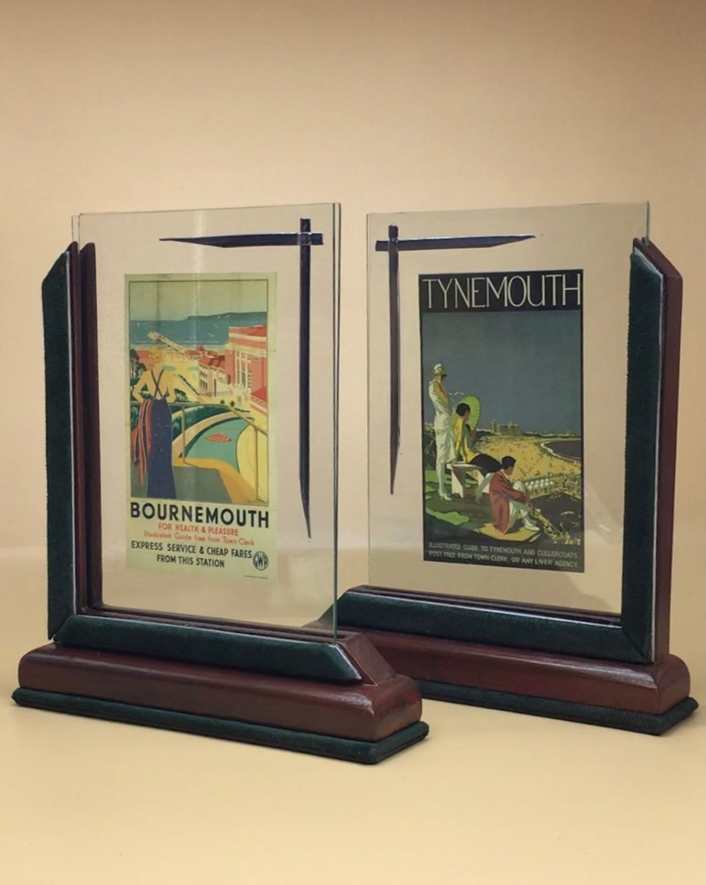 Pair (X2) of Mirror Image Art Deco Velvet Photo Frames