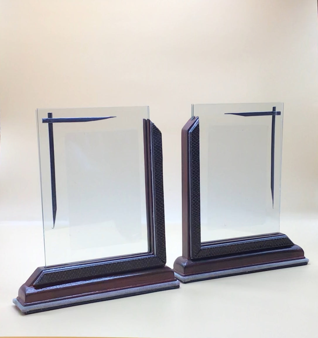 Pair (X2) of Mirror Image Art Deco Leather Photo Frames