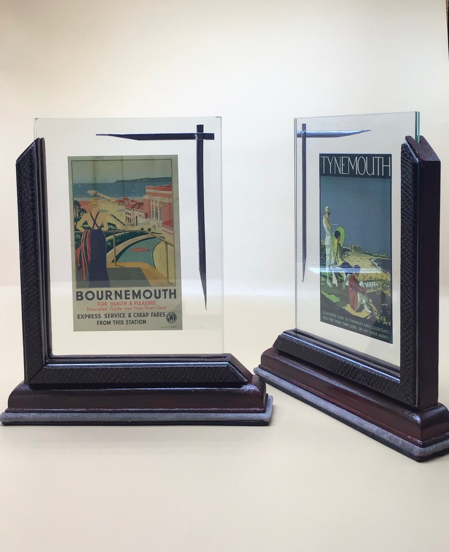 Pair (X2) of Mirror Image Art Deco Leather Photo Frames