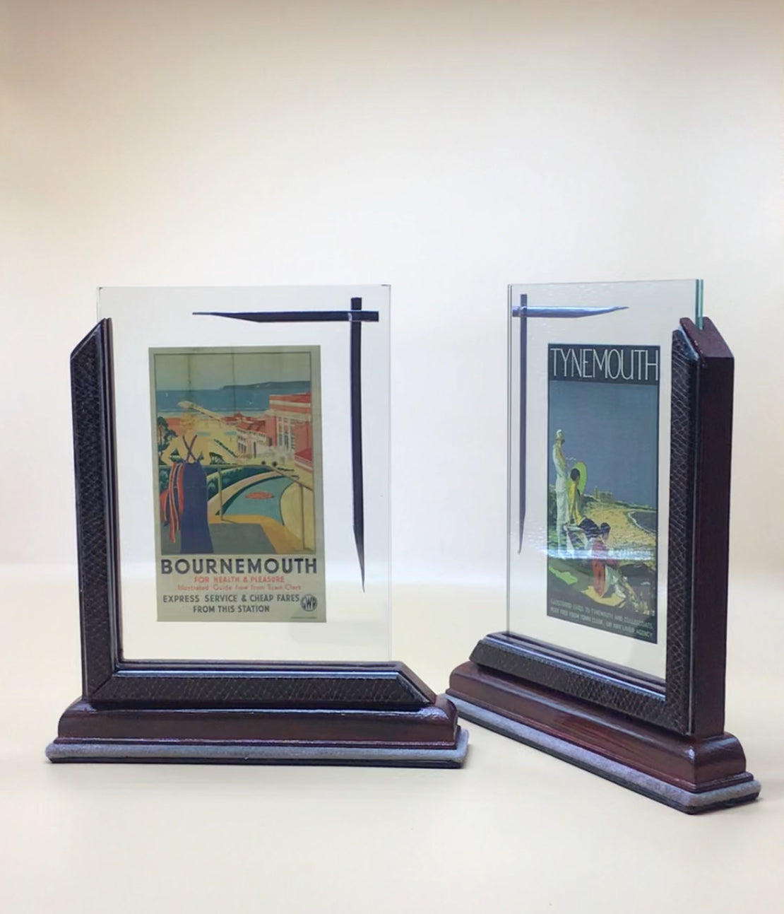 Pair (X2) of Mirror Image Art Deco Leather Photo Frames