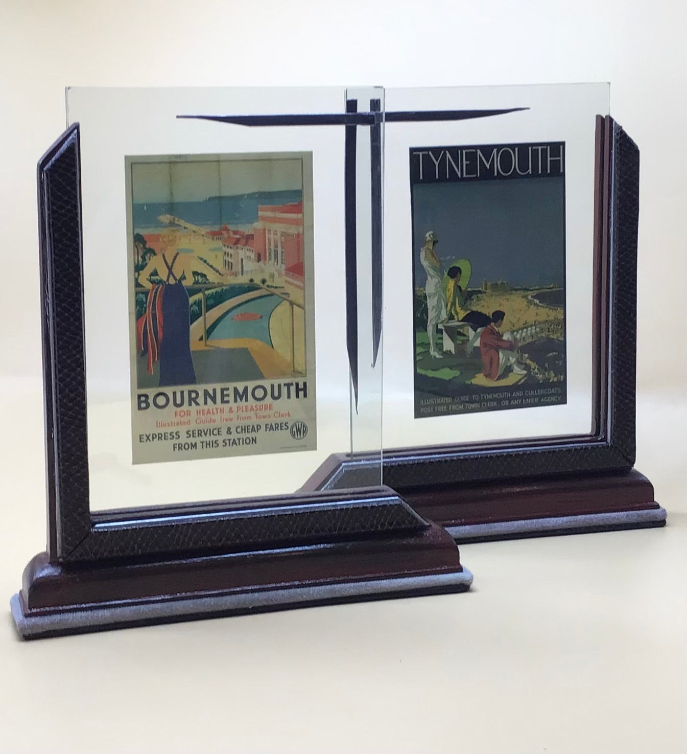 Pair (X2) of Mirror Image Art Deco Leather Photo Frames