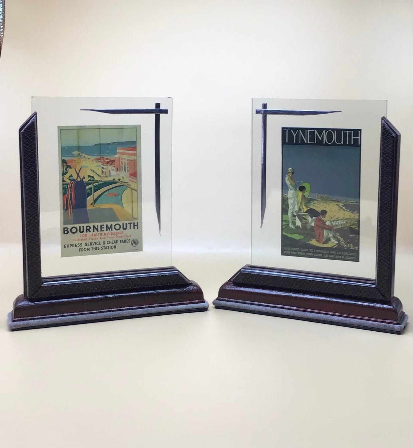 Pair (X2) of Mirror Image Art Deco Leather Photo Frames
