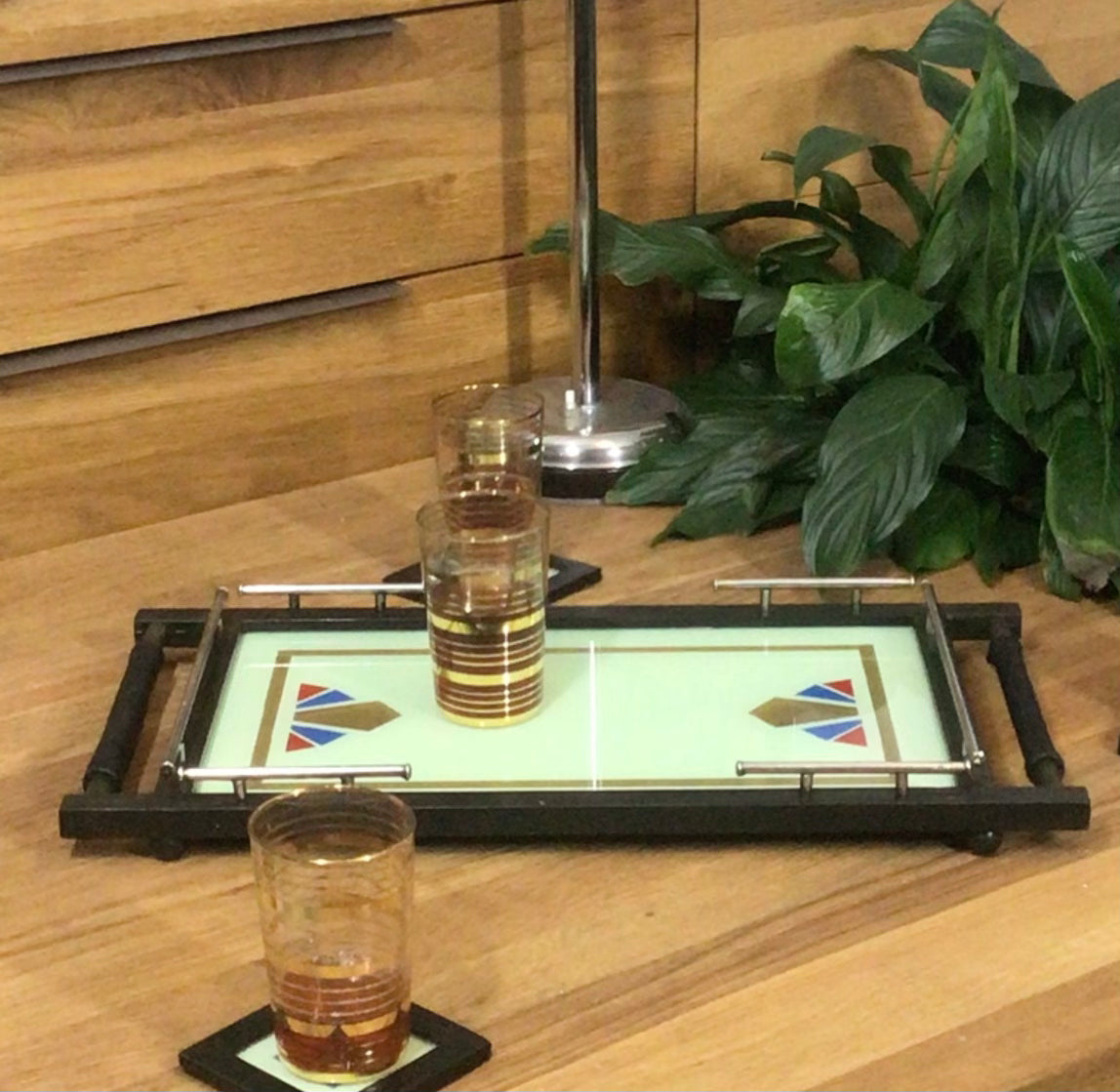 Art Deco Cocktail Tray and Coasters