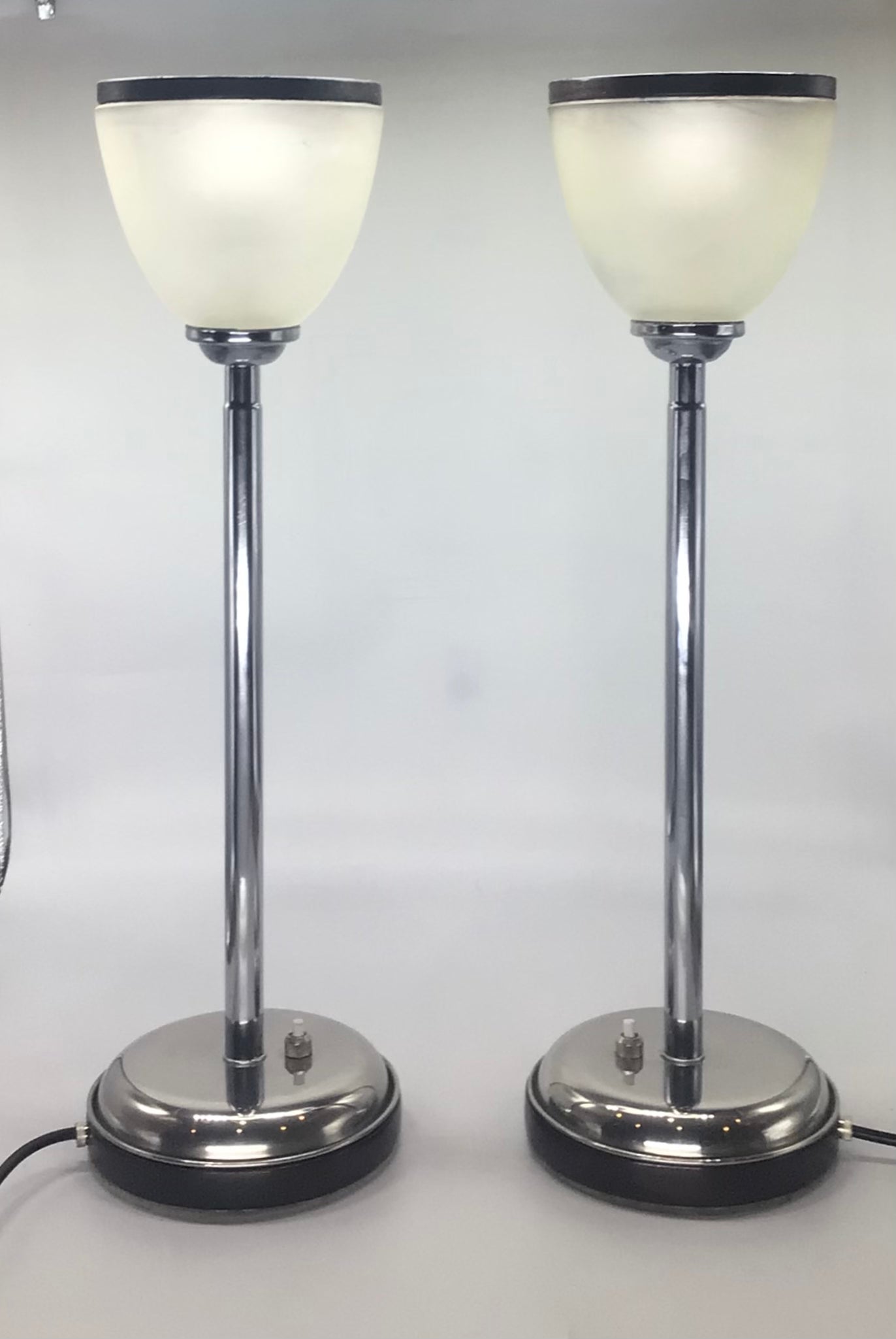 Pair of Chrome Art Deco Uplights