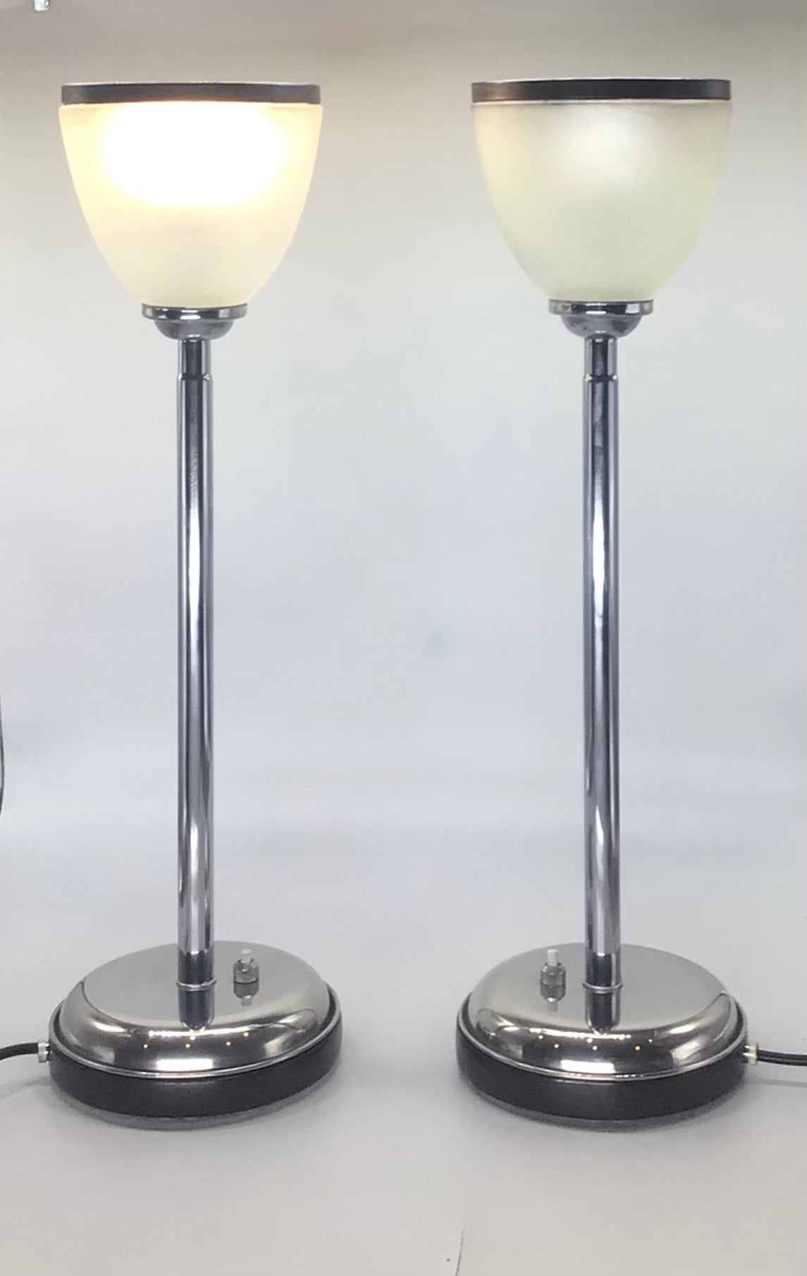 Pair of Chrome Art Deco Uplights