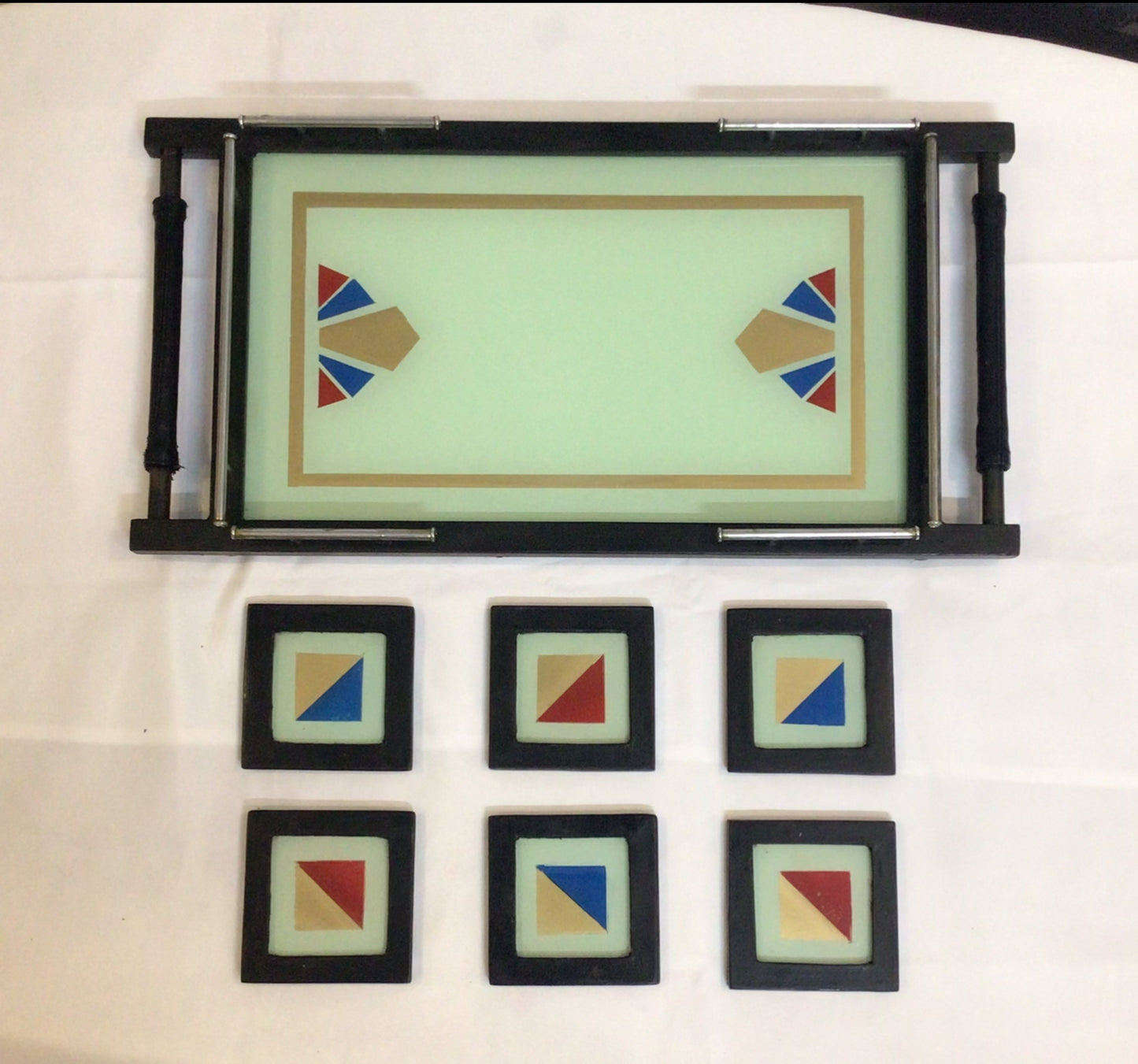 Art Deco Cocktail Tray and Coasters