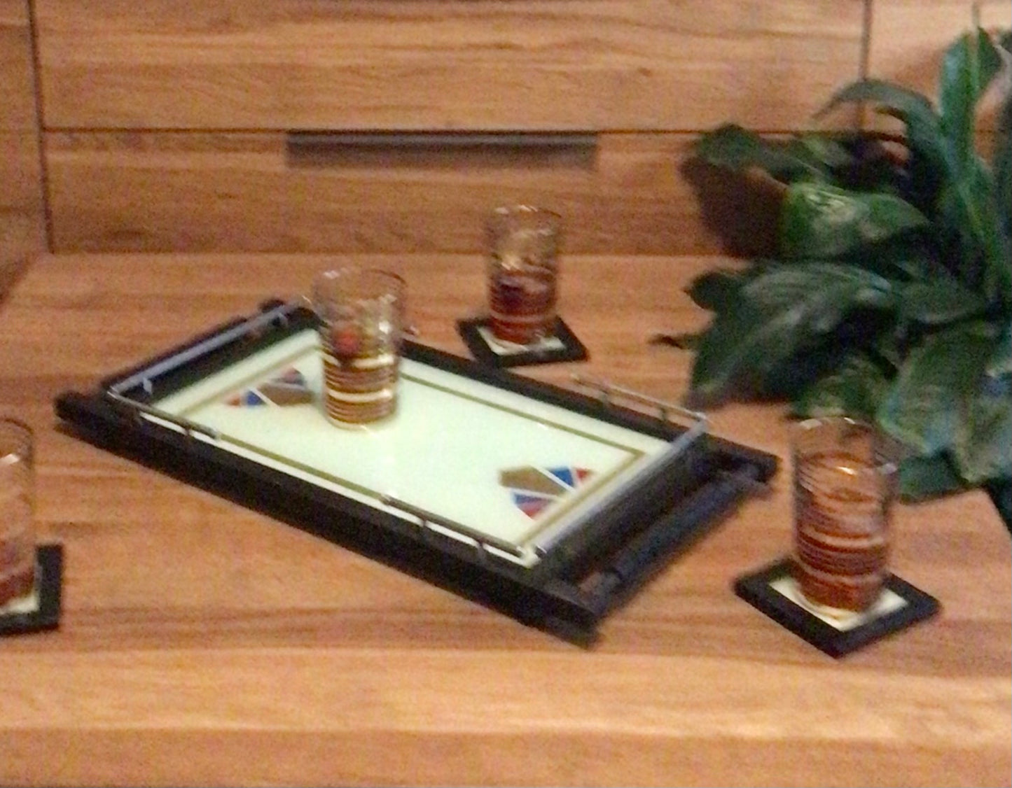 Art Deco Cocktail Tray and Coasters