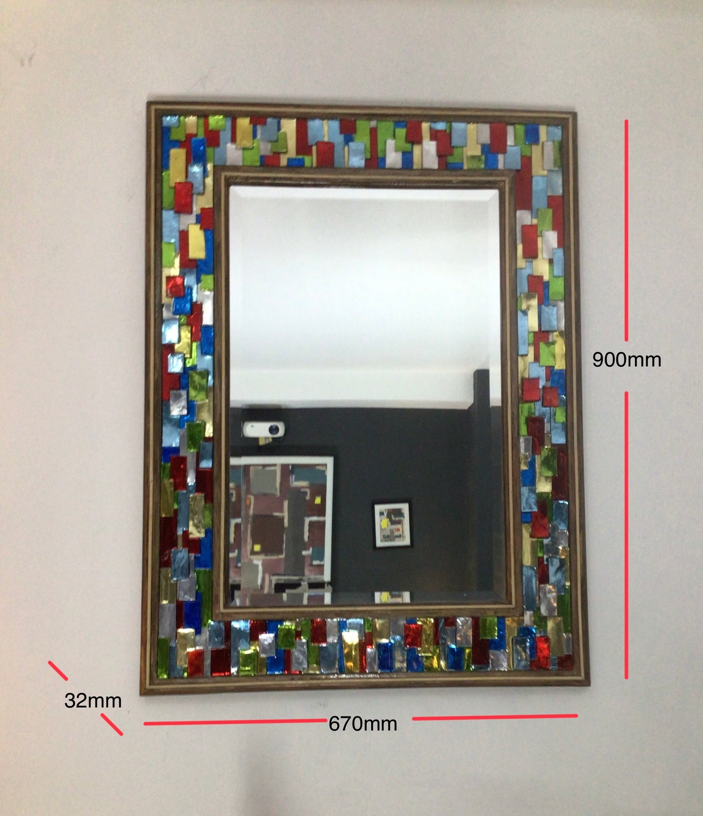 Multicoloured Harlequin Bevelled Wall Mirror