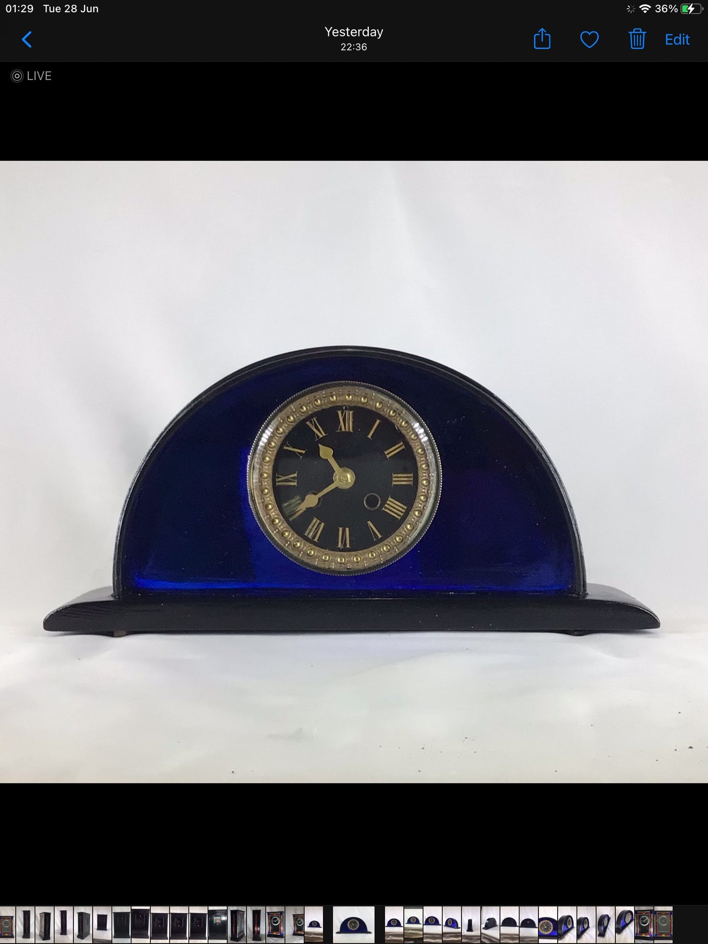 Royal Blue Art Deco Mantle Clock