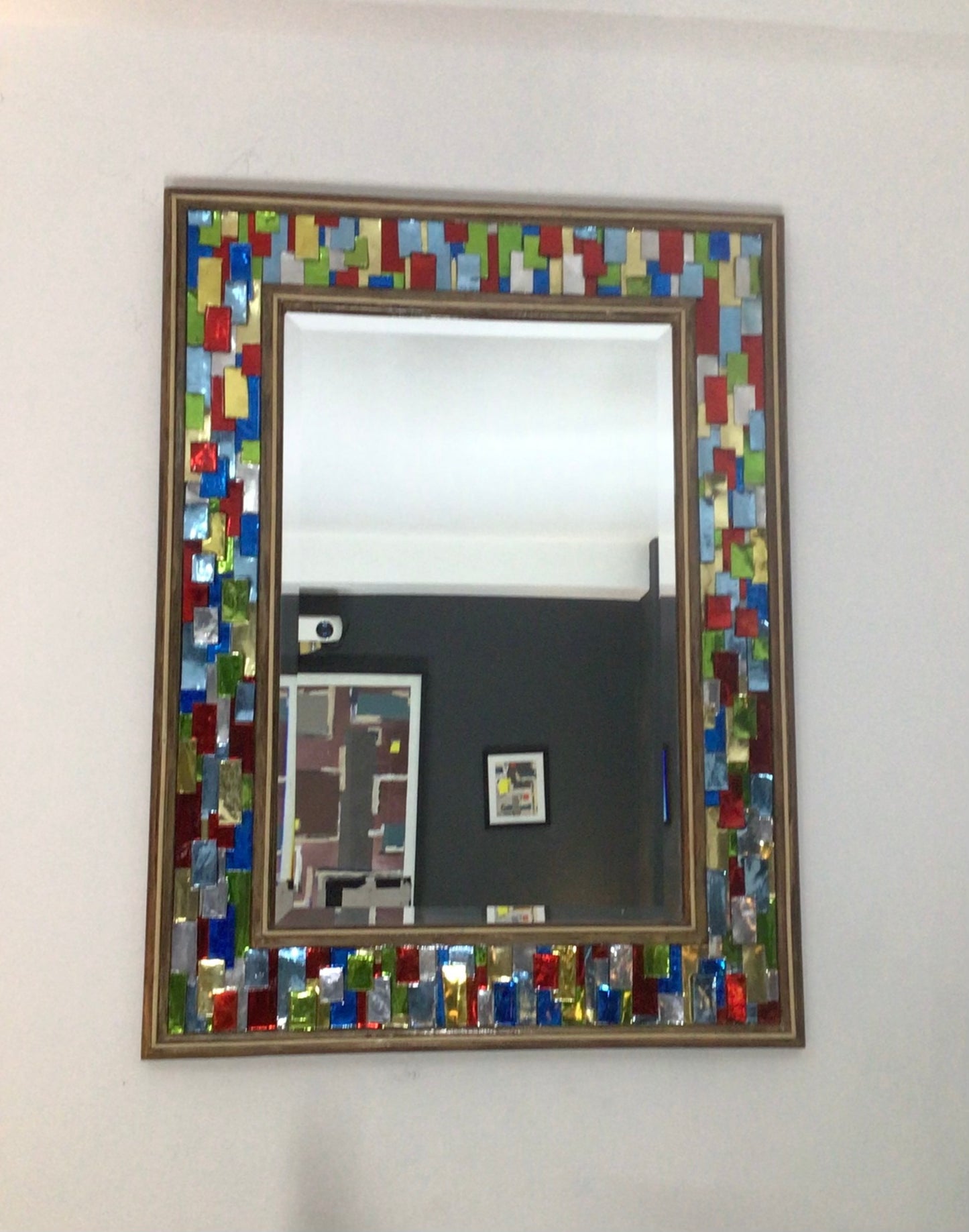 Multicoloured Harlequin Bevelled Wall Mirror