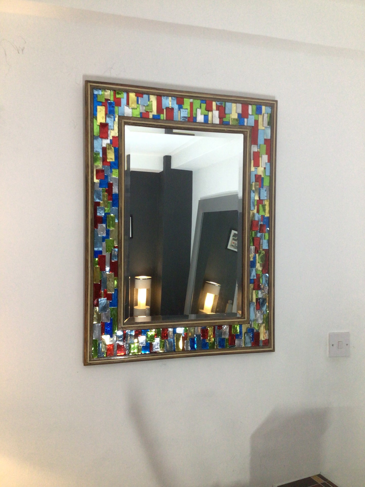 Multicoloured Harlequin Bevelled Wall Mirror