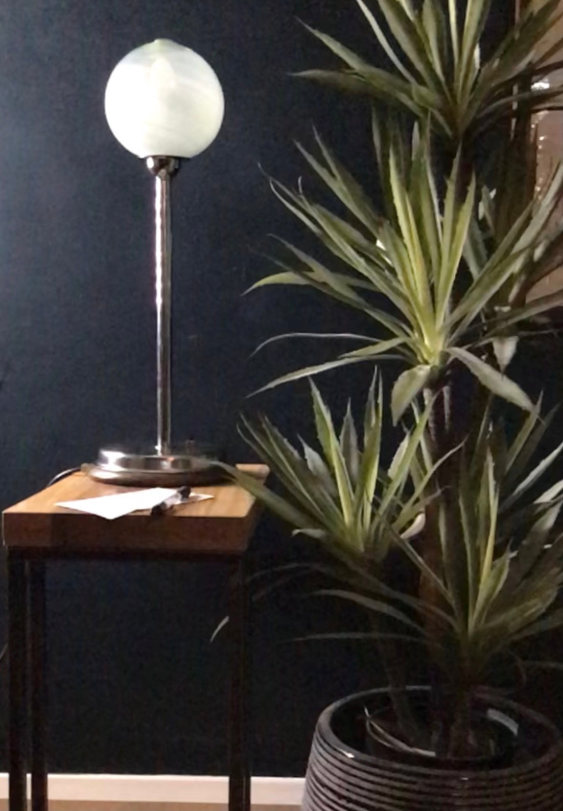 Art Deco Chrome and Glass Desk Lamp
