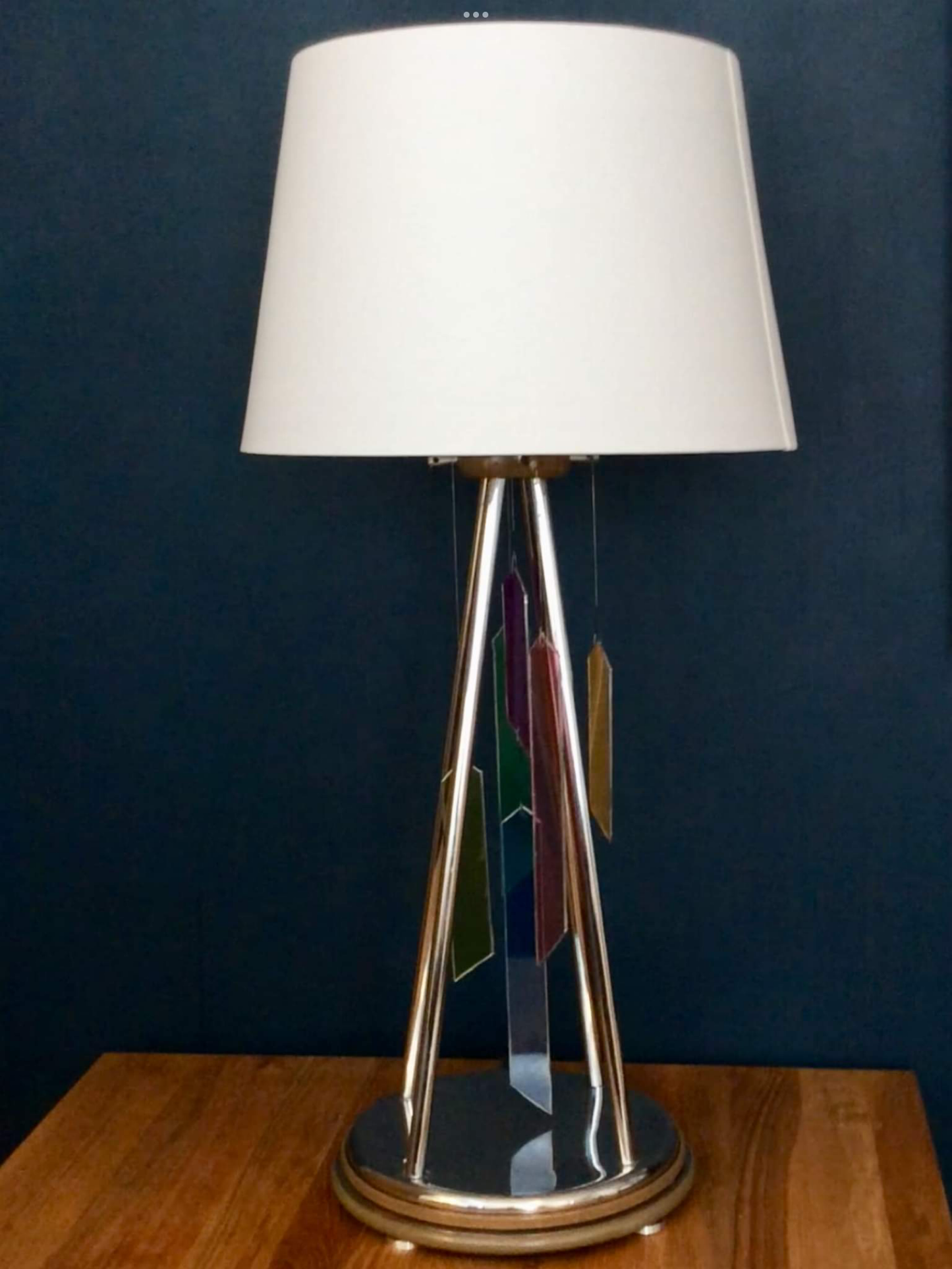 Large Chrome Glass ‘Wind-chime’ Table Lamp