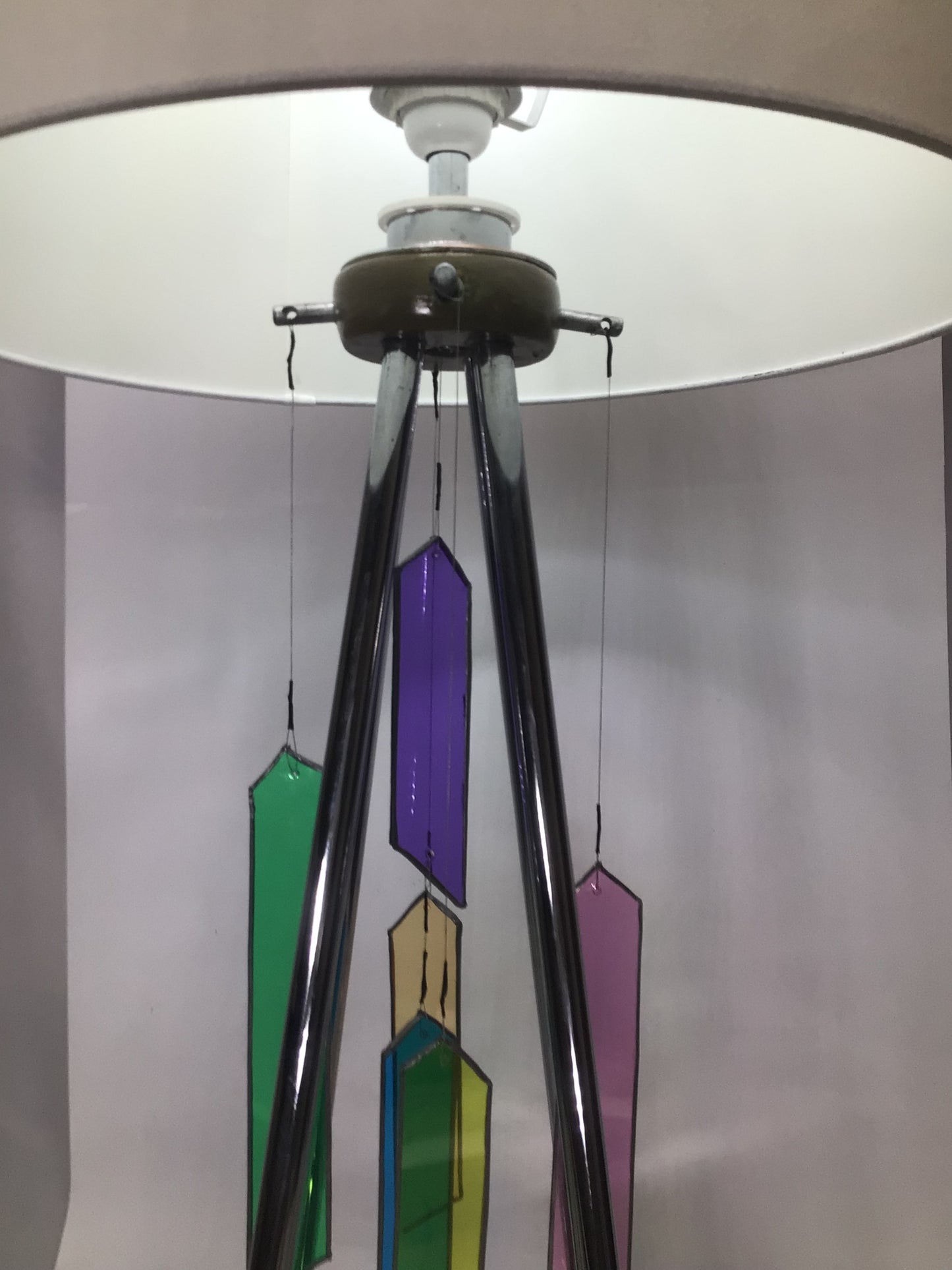 Large Chrome Glass ‘Wind-chime’ Table Lamp