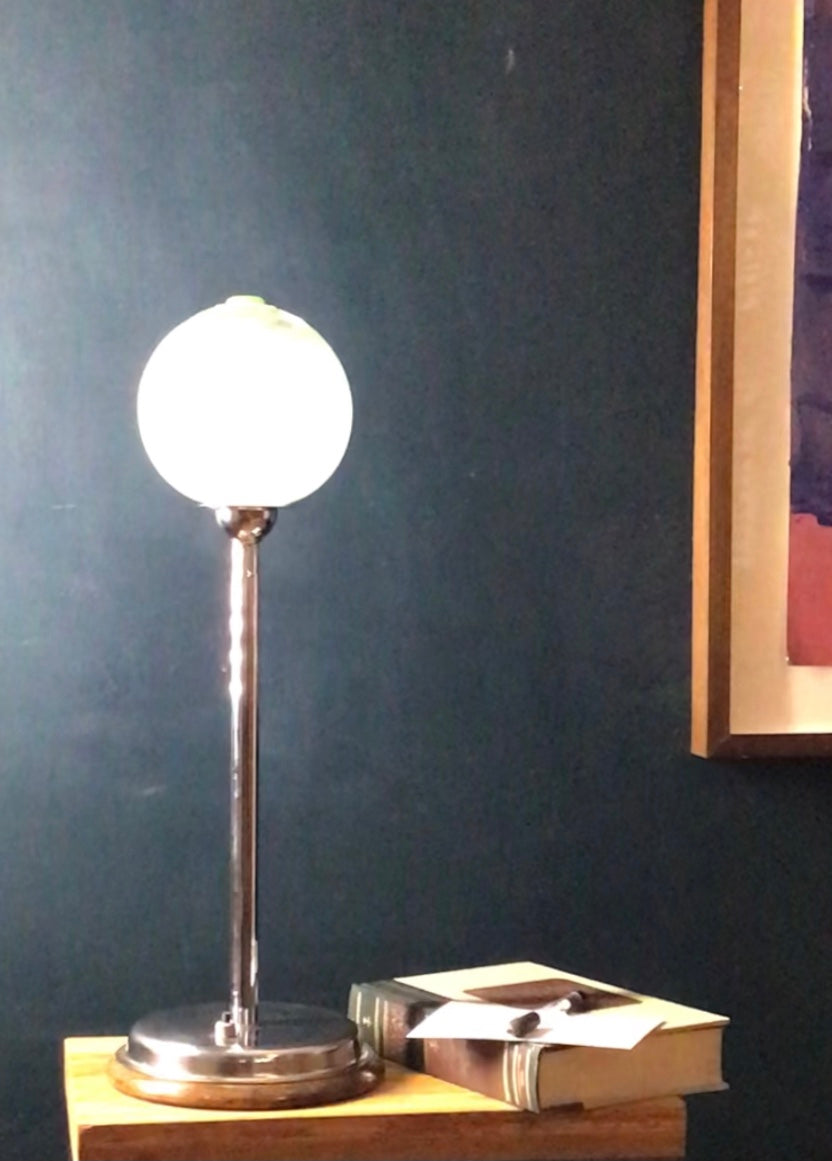 Art Deco Chrome and Glass Desk Lamp