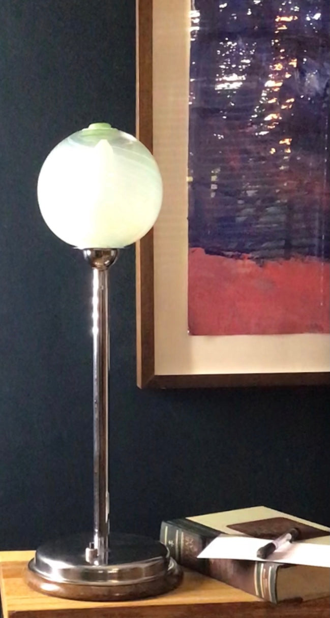 Art Deco Chrome and Glass Desk Lamp