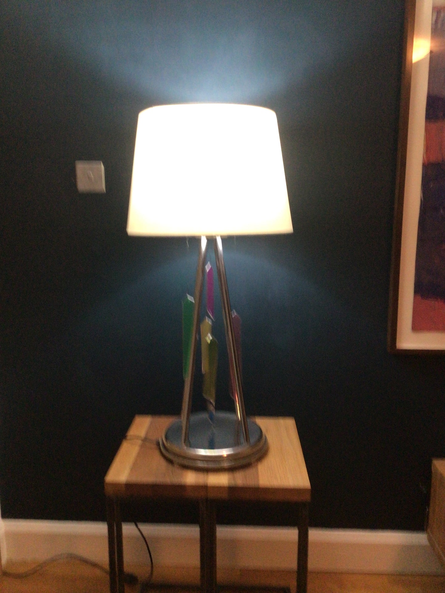 Large Chrome Glass ‘Wind-chime’ Table Lamp