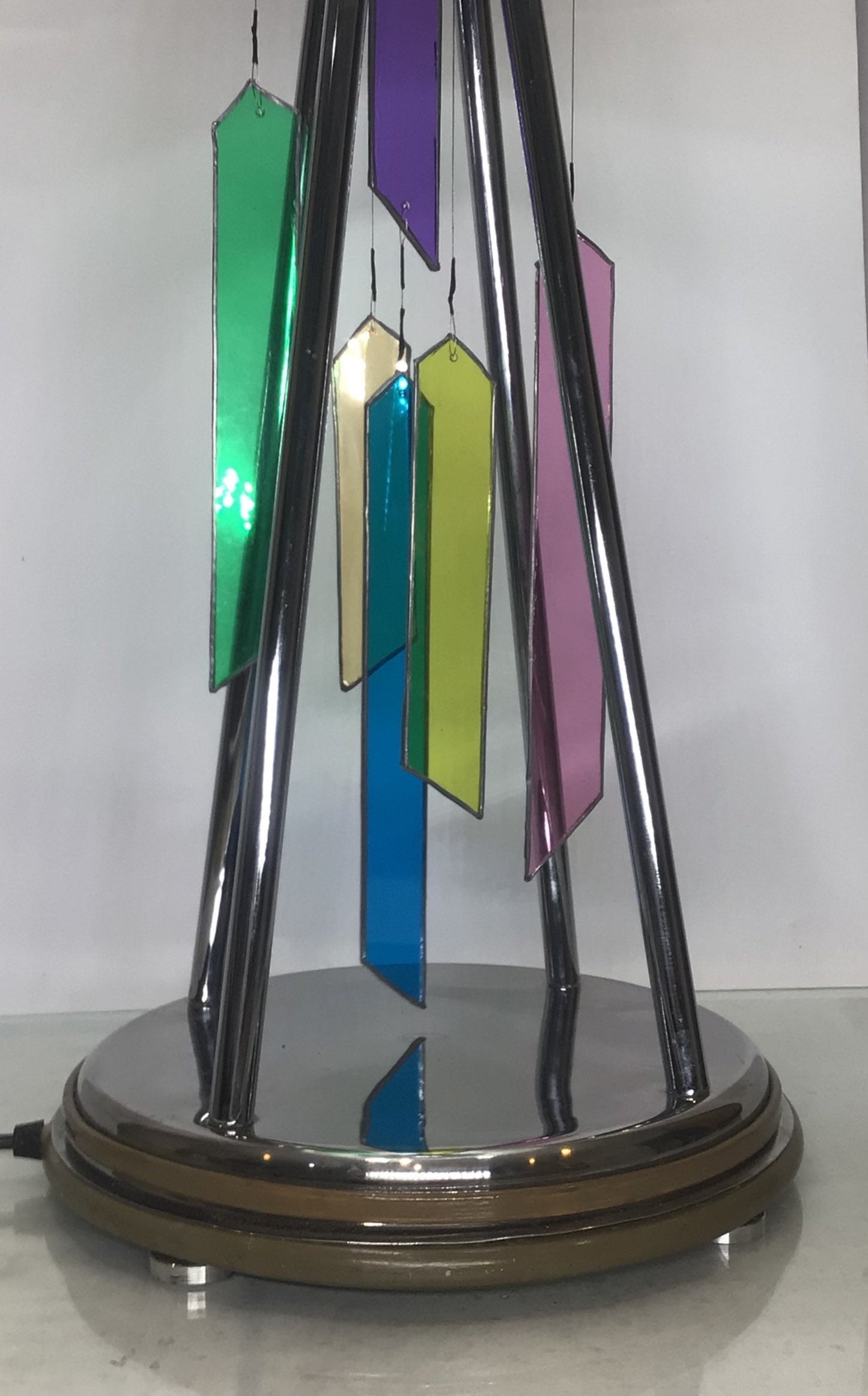 Large Chrome Glass ‘Wind-chime’ Table Lamp