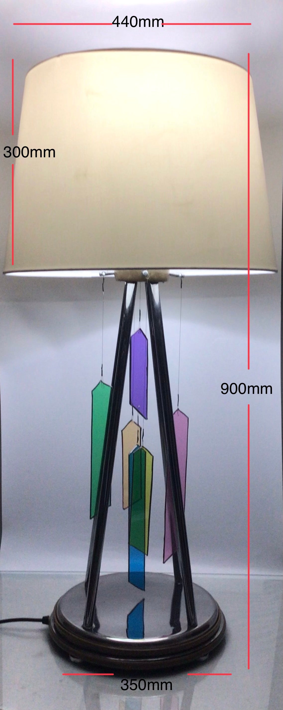 Large Chrome Glass ‘Wind-chime’ Table Lamp