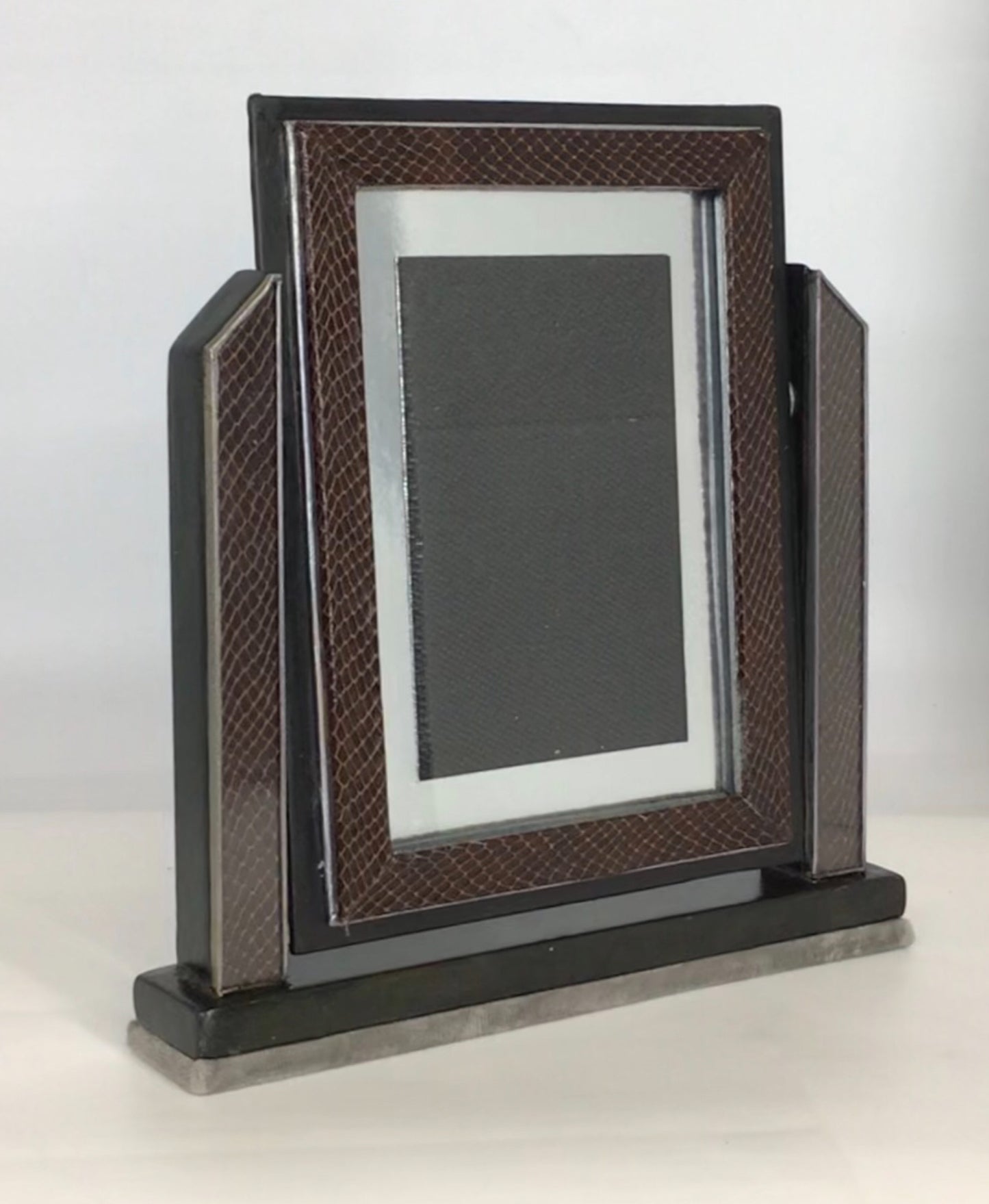 Embossed Leather Art Deco Swivel Photo Frame