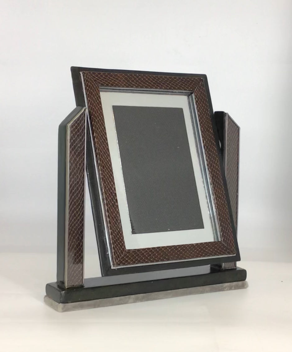 Embossed Leather Art Deco Swivel Photo Frame