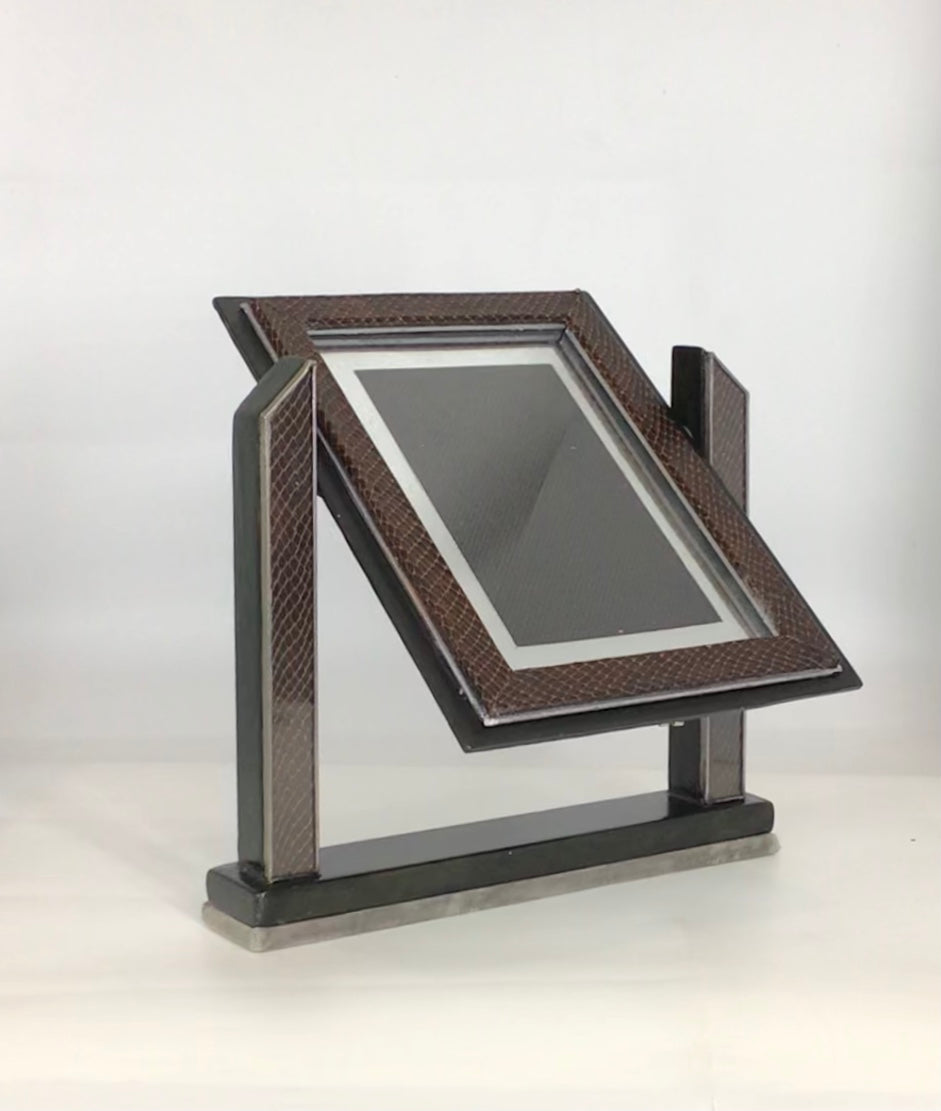 Embossed Leather Art Deco Swivel Photo Frame