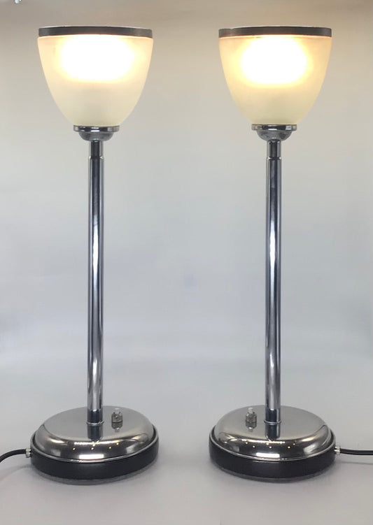 Pair of Chrome Art Deco Uplights