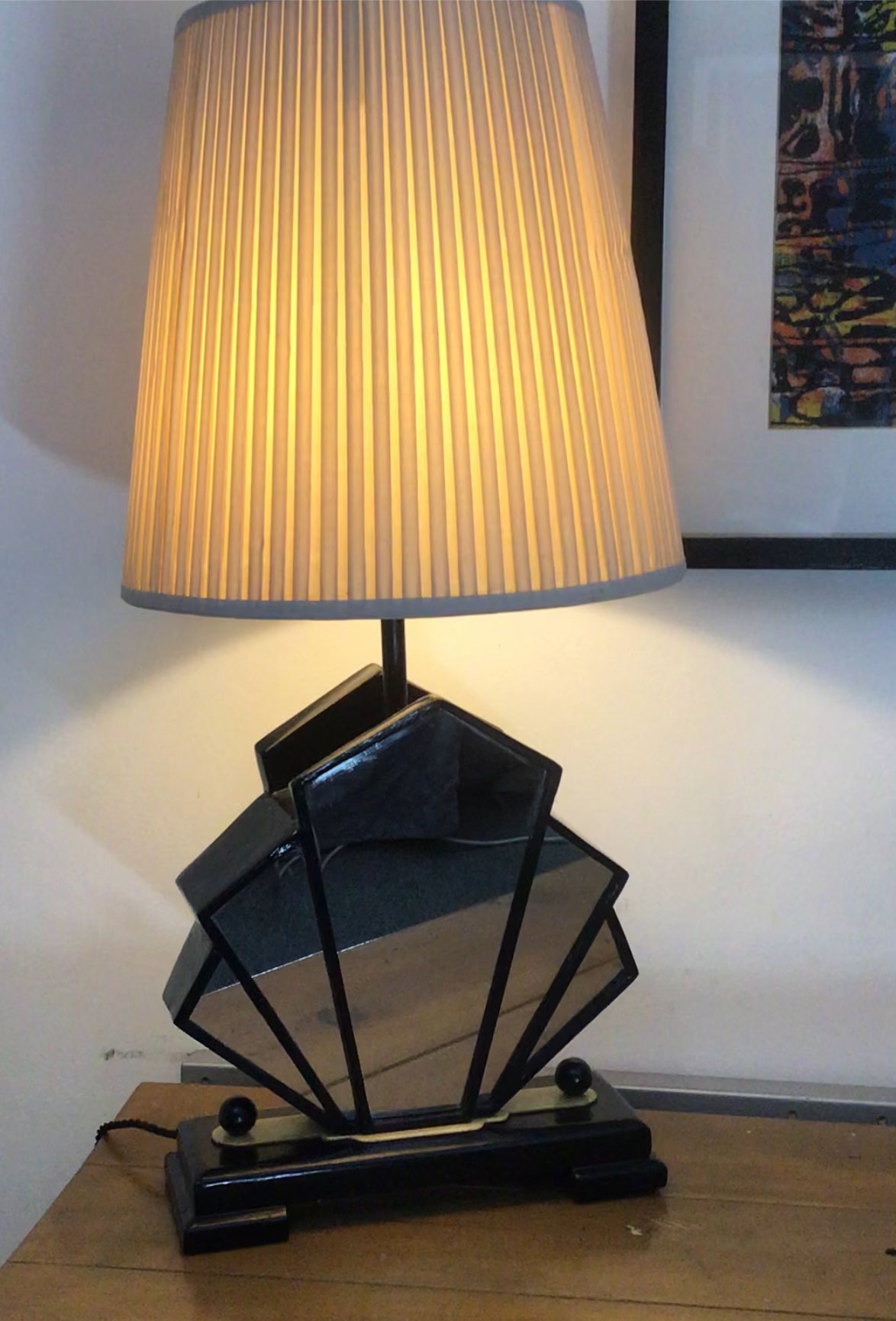 Arts Deco Fan-Mirror Table Lamp