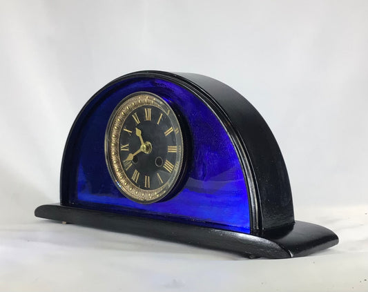 Royal Blue Art Deco Mantle Clock