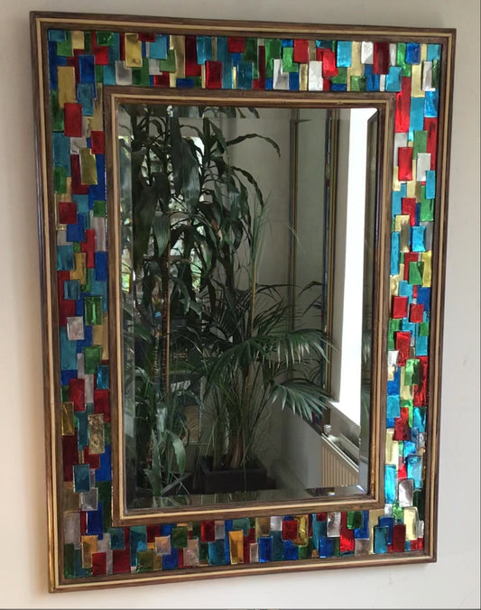 Multicoloured Harlequin Bevelled Wall Mirror