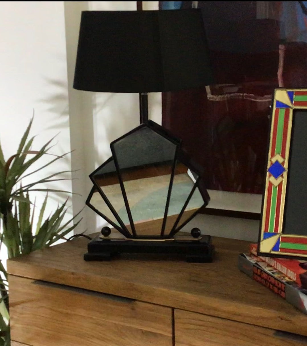 Arts Deco Fan-Mirror Table Lamp