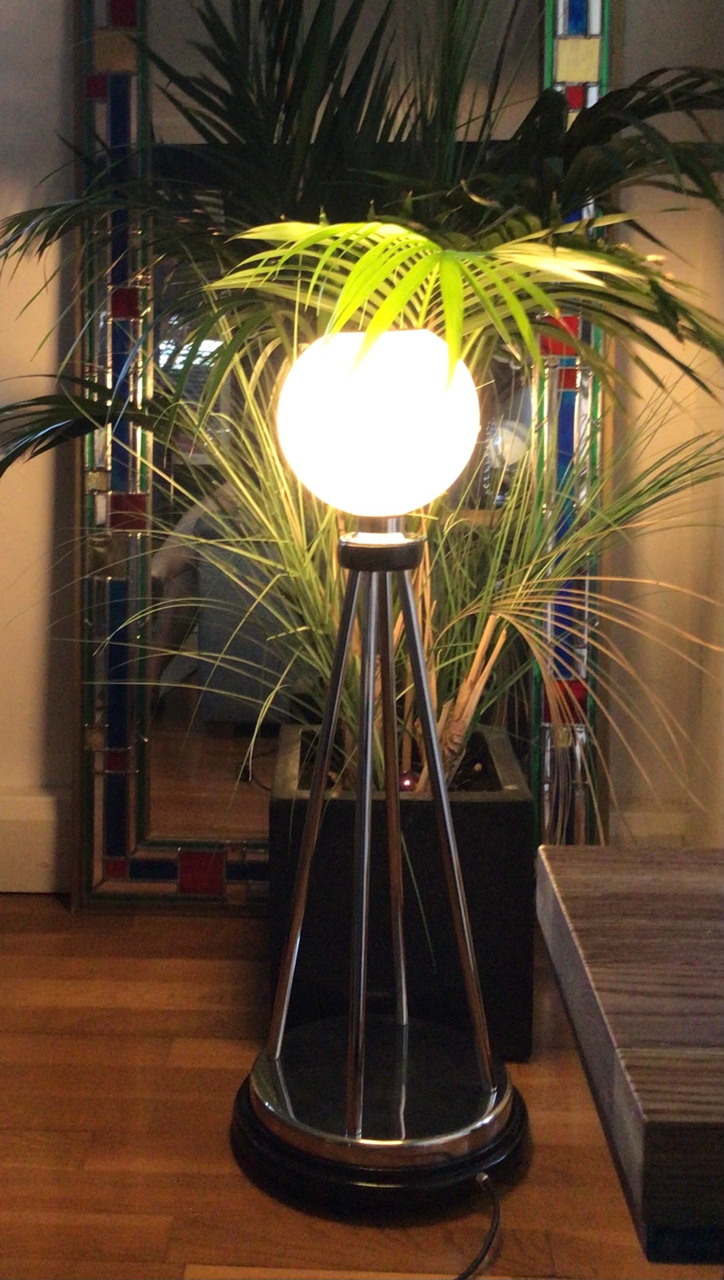 Chrome Globe Floor Lamp