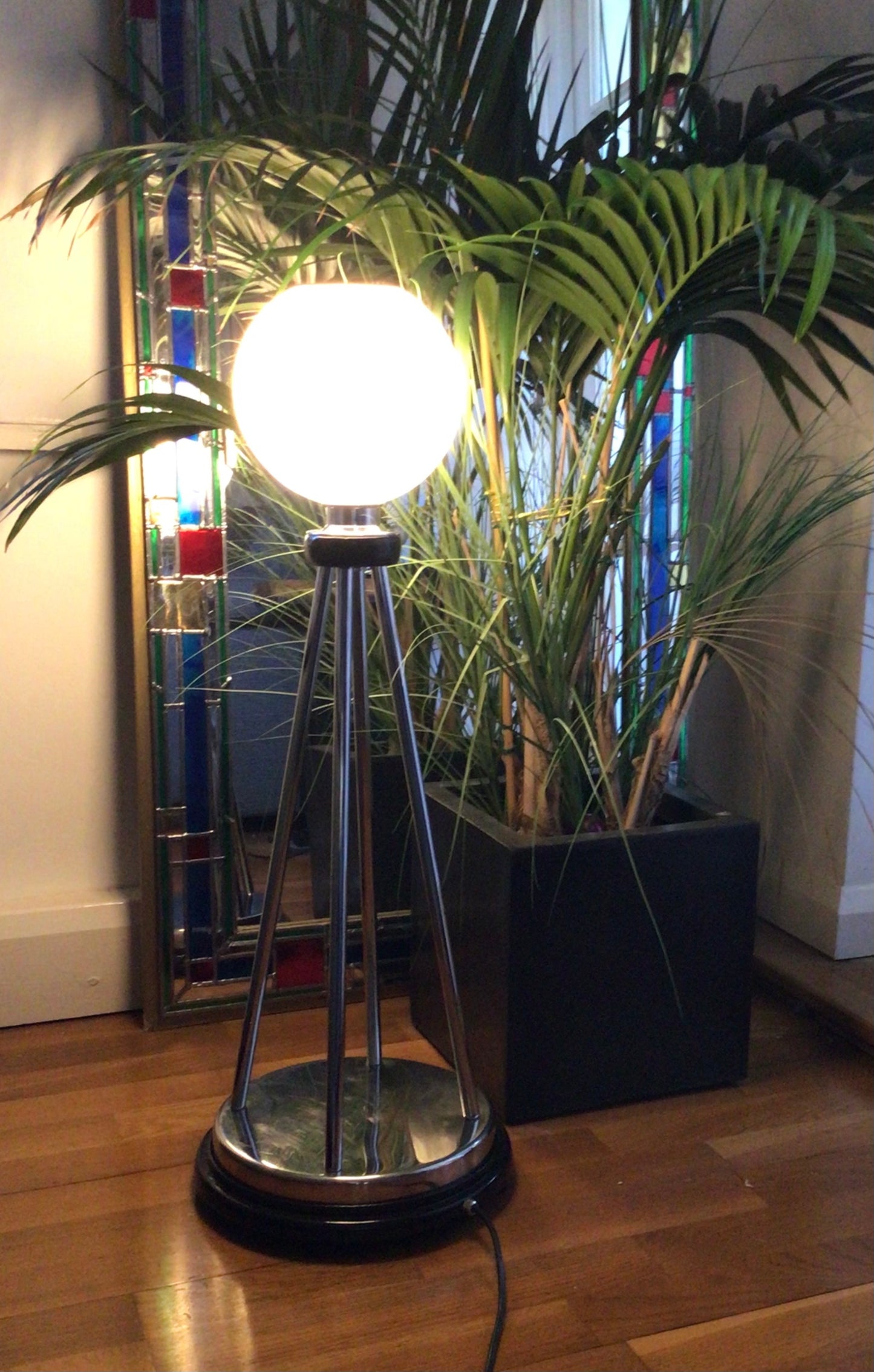 Chrome Globe Floor Lamp