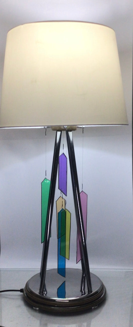 Large Chrome Glass ‘Wind-chime’ Table Lamp